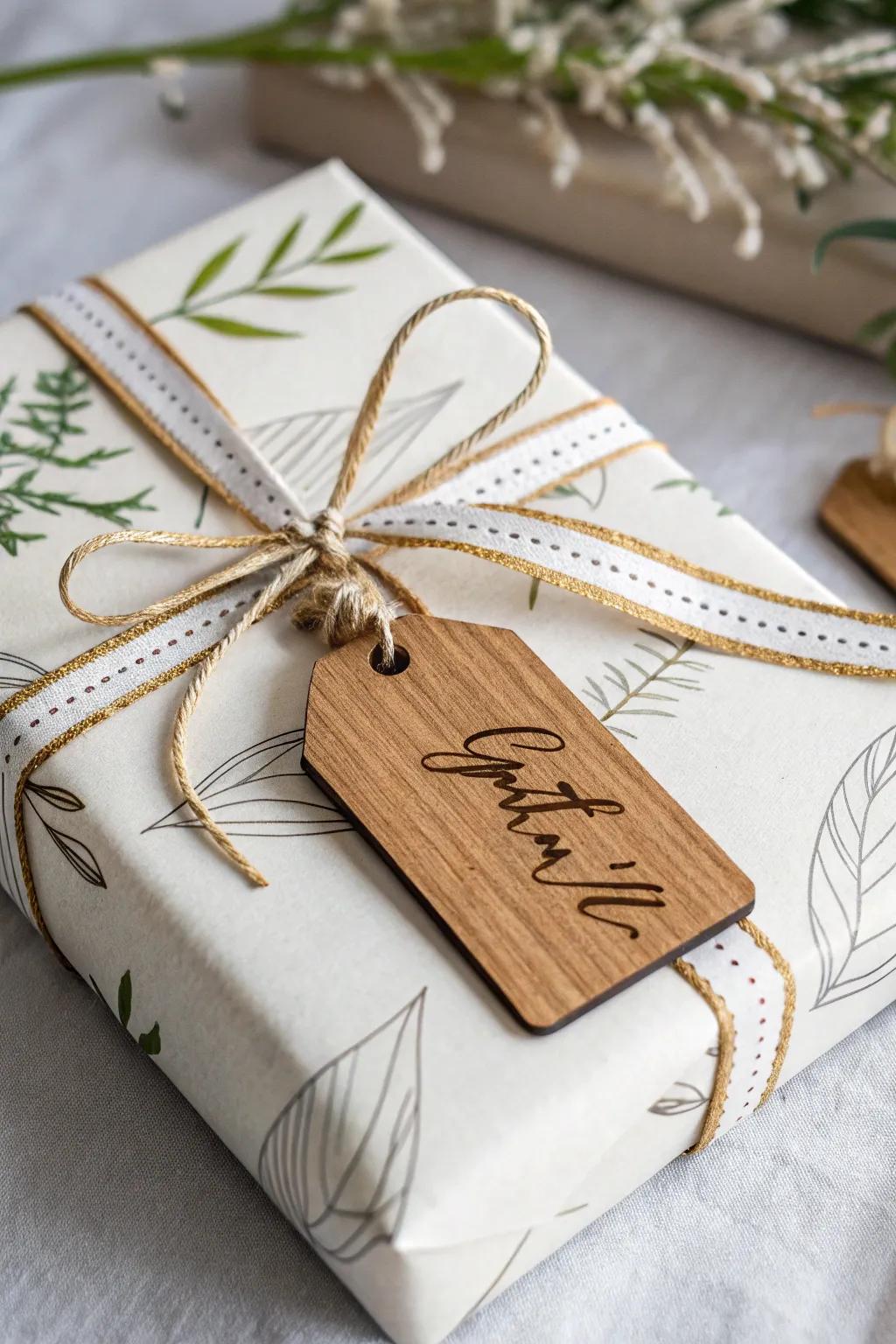 Unique personalization with wooden gift tags.