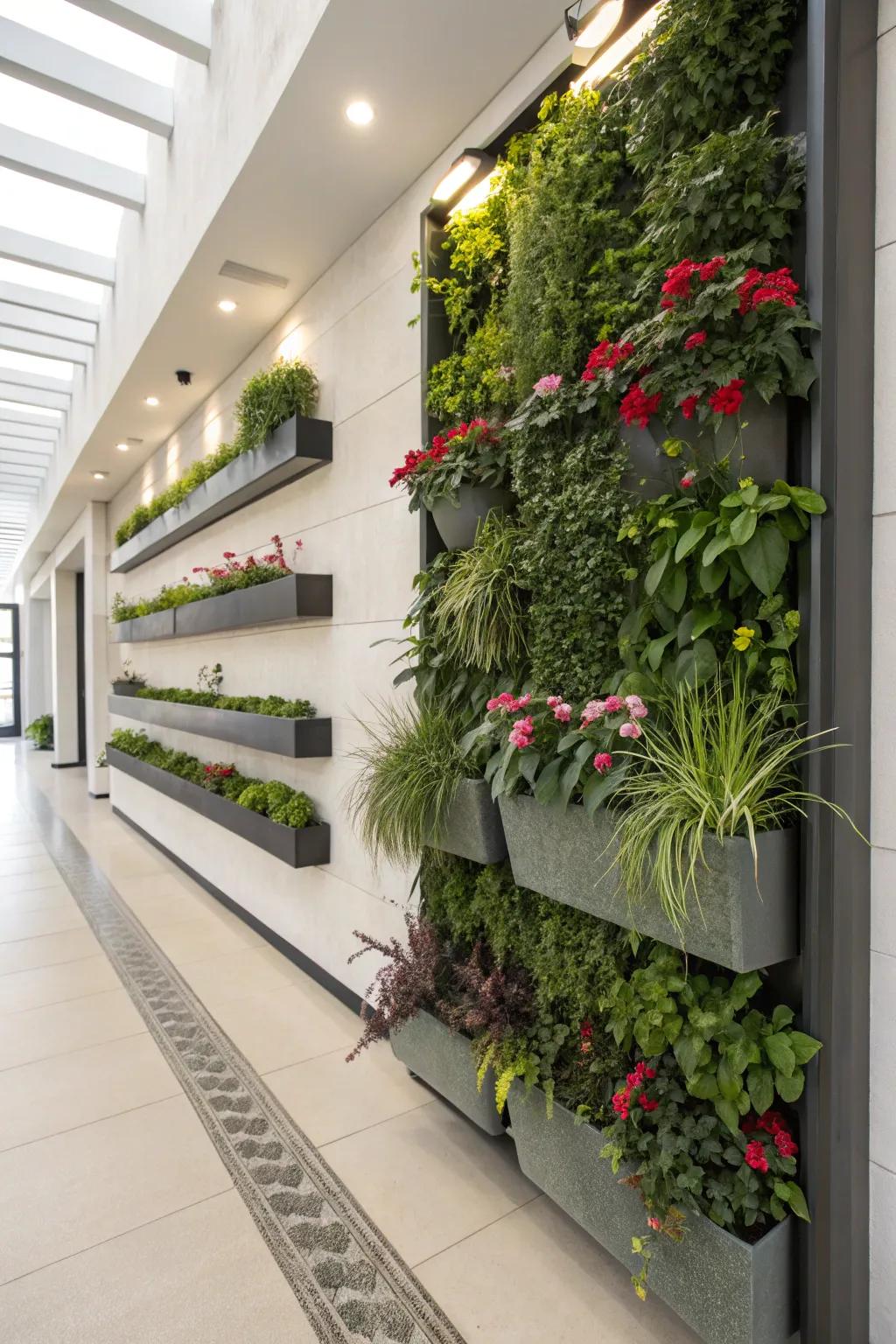 Vertical gardens bring greenery to small spaces.