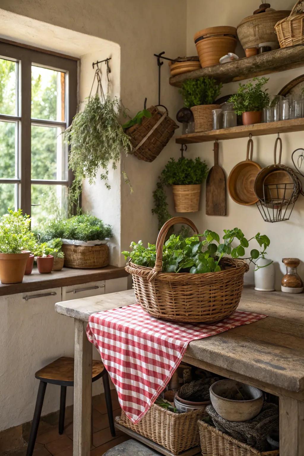 Rustic accessories bring texture and warmth to your kitchen.