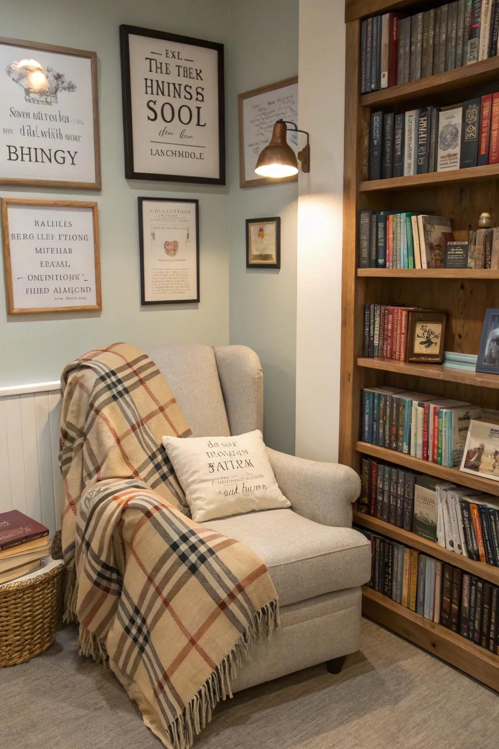 Themed reading nooks offer a perfect escape for book lovers.