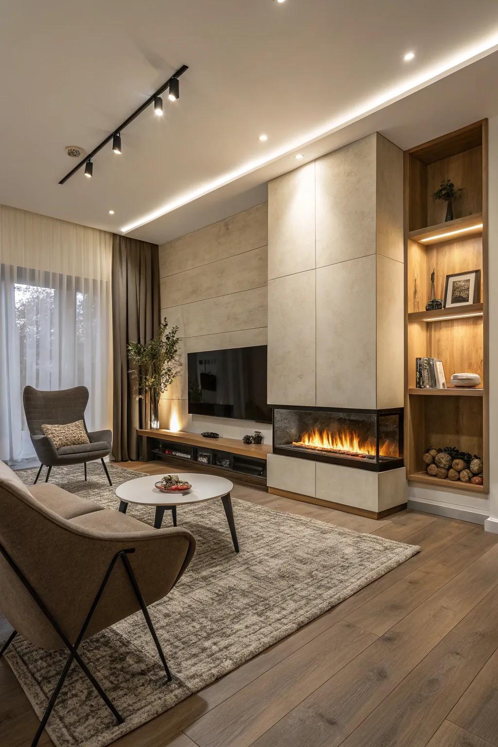 A modern fireplace insert that combines efficiency with chic design.