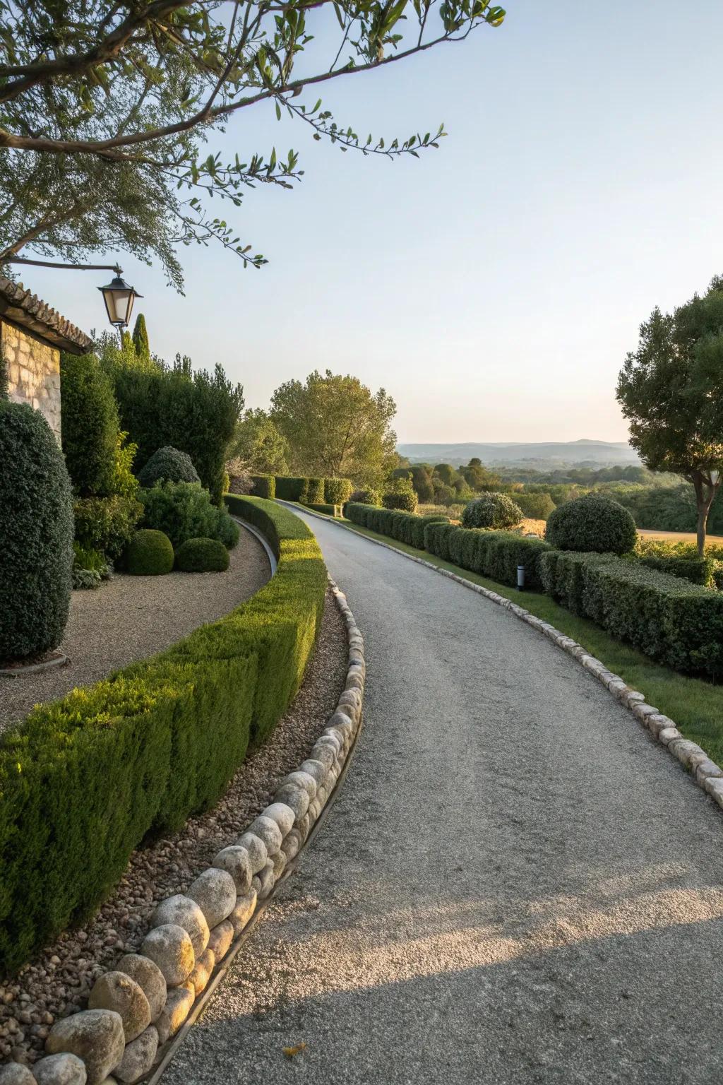 Driveway borders create a polished and orderly appearance.