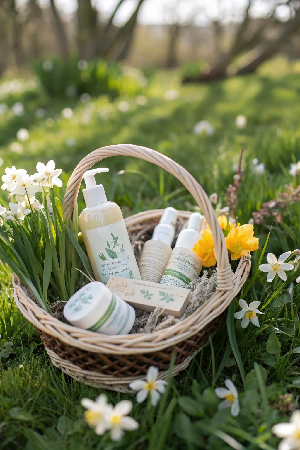 A sustainable beauty basket for eco-conscious women.