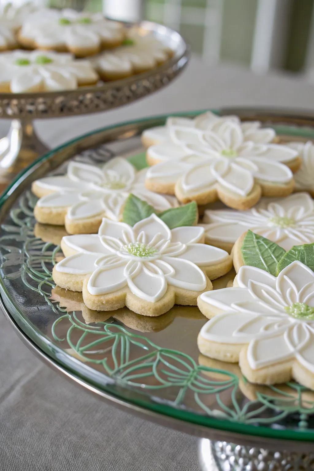 Tranquil water lily cookies for a serene dessert experience.