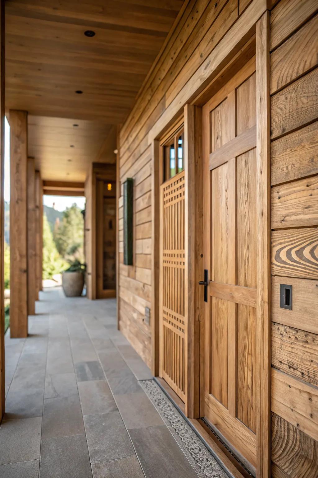 Wooden paneling brings warmth and natural beauty to your entryway.