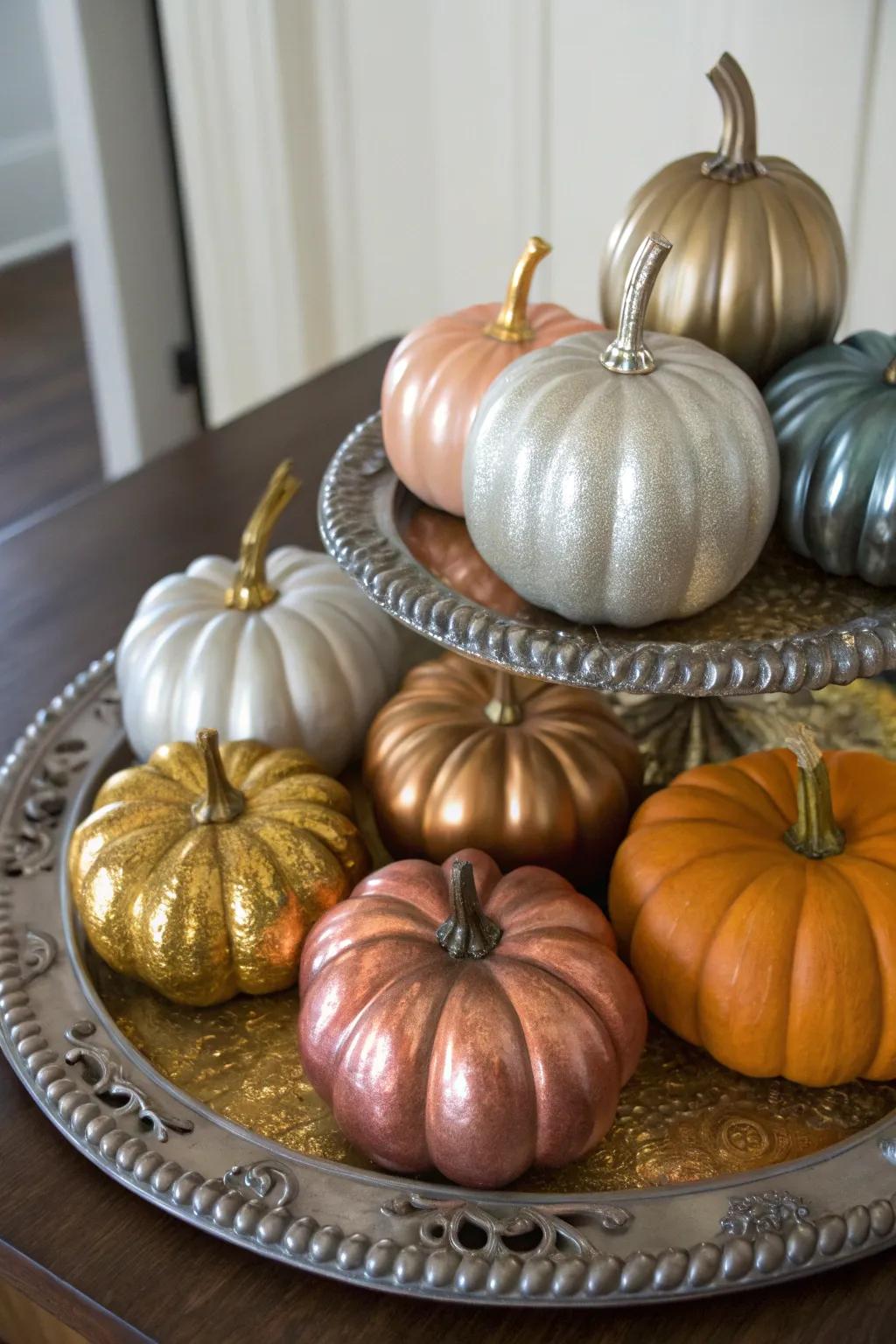 Painted pumpkins offer a creative and personalized fall decoration.