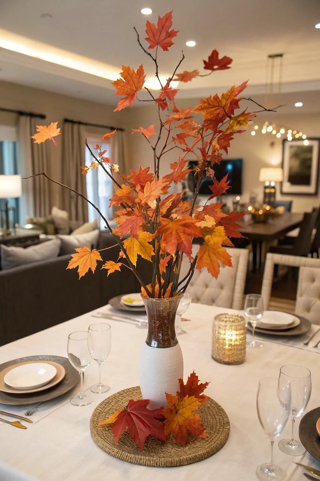 A unique vase can elevate your fall centerpiece.