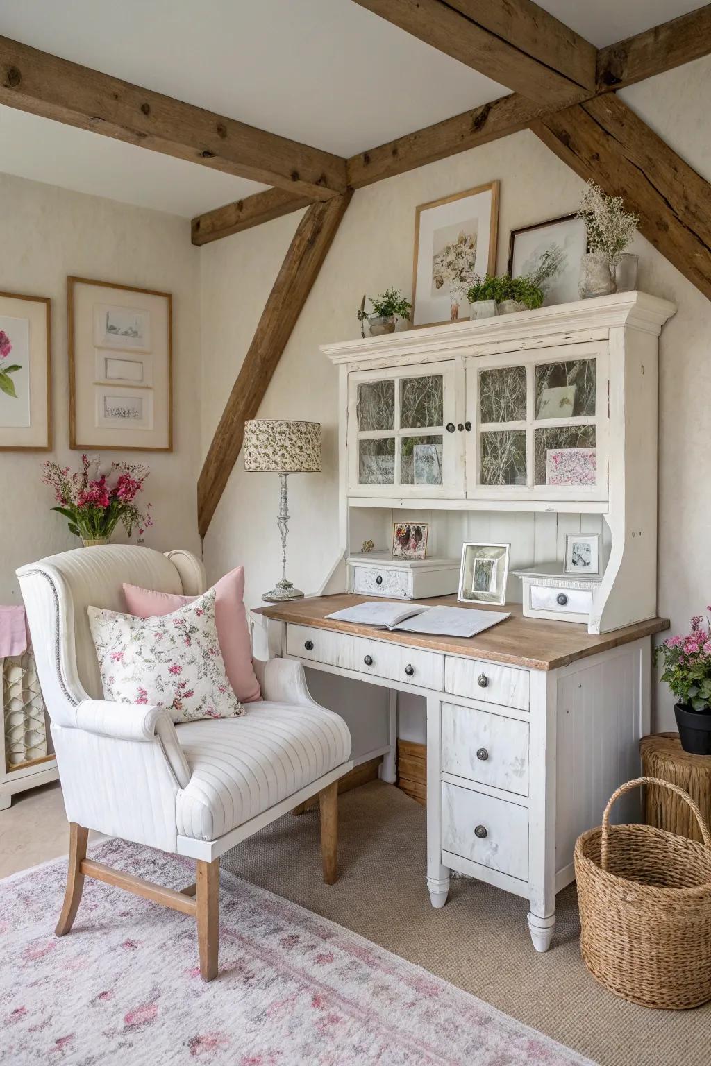 Shabby chic style brings charm and softness to your space.