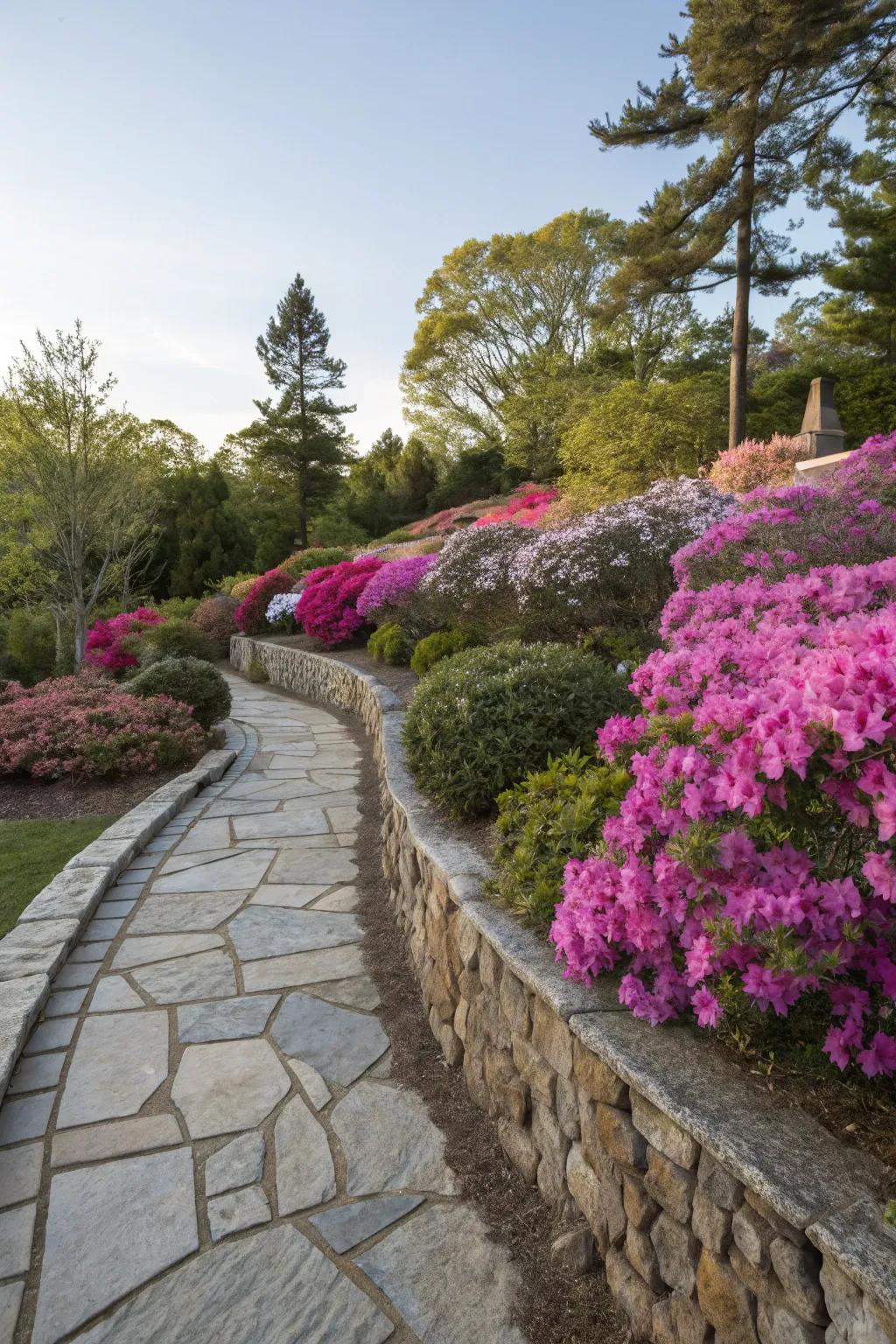 Add elegance with structural accents in your azalea garden.