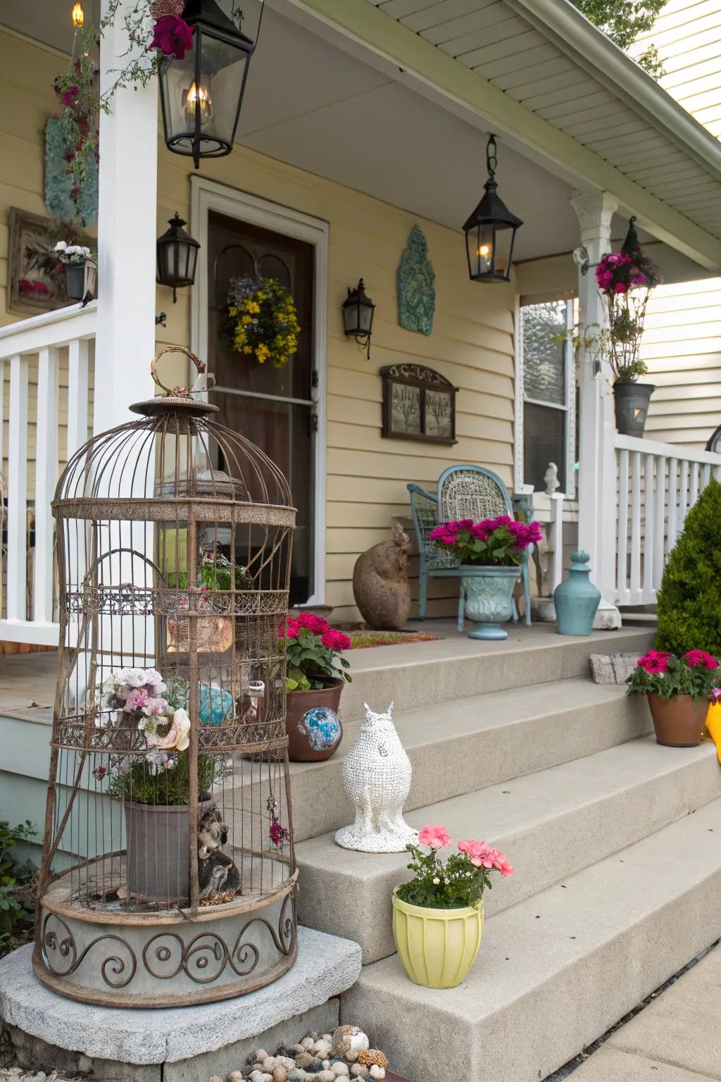 Whimsical touches add personality to your porch.