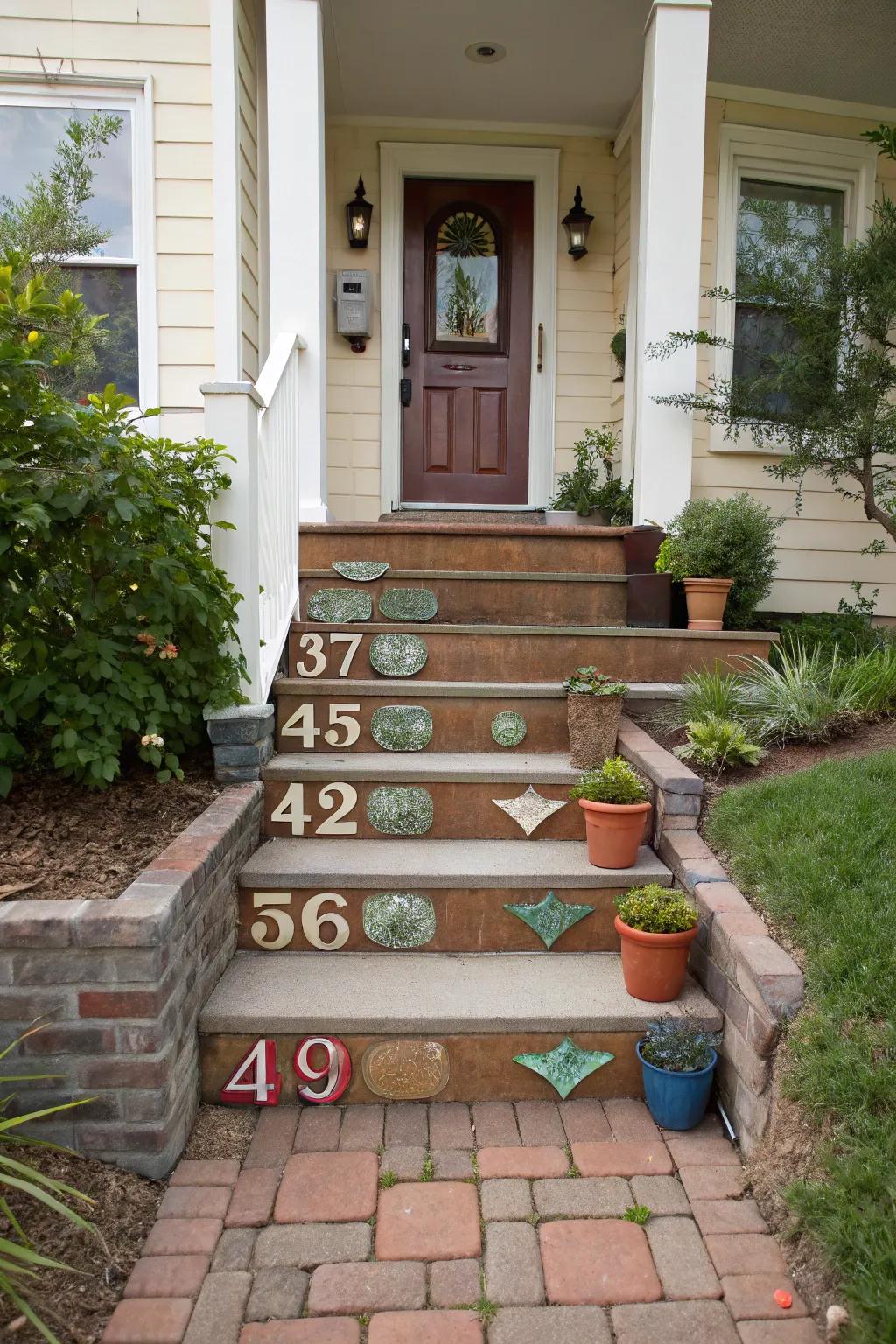 Creative numbering adds a personal touch to your front steps.