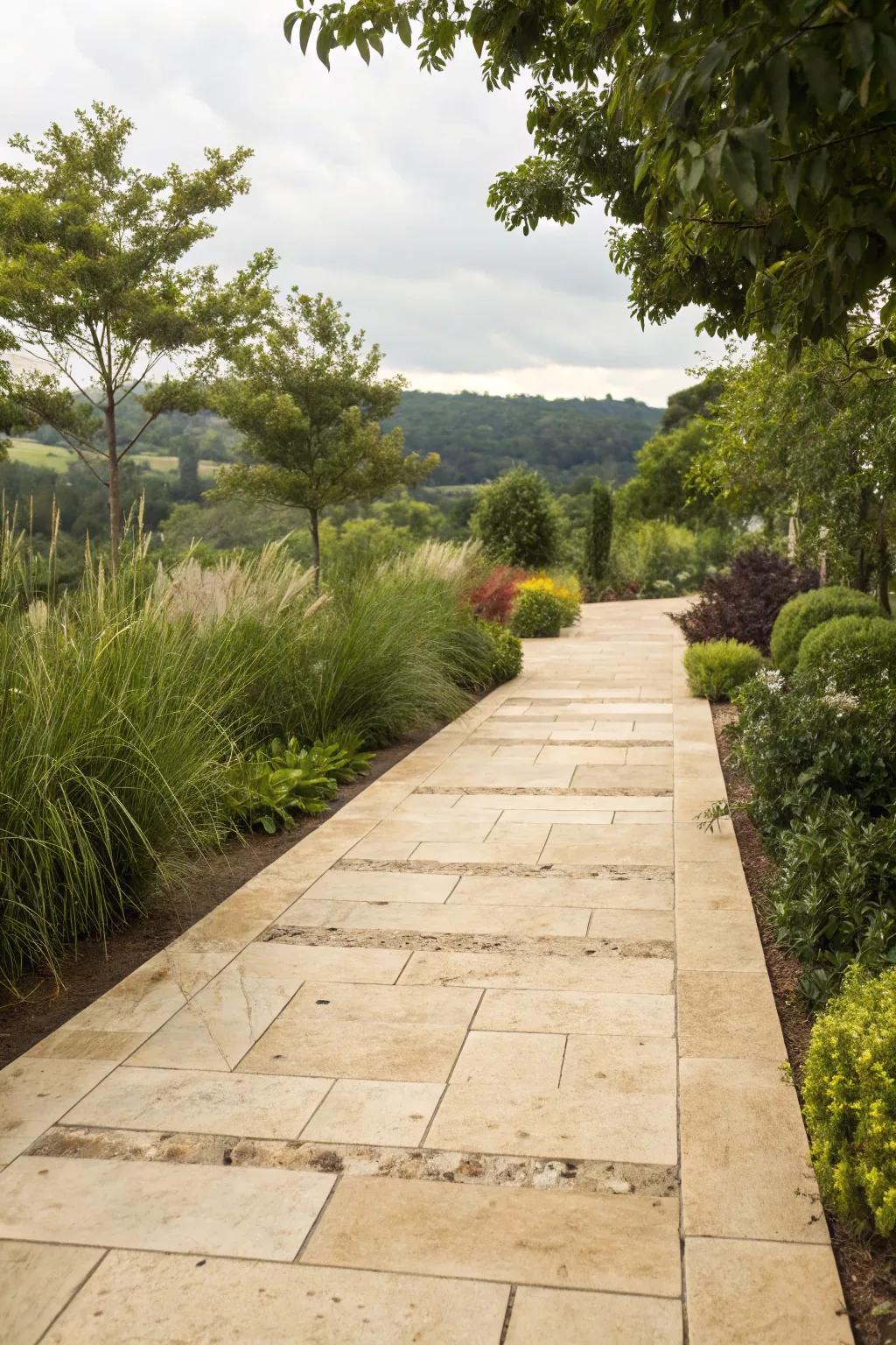 Travertine pavers provide warmth and luxury to your entrance.