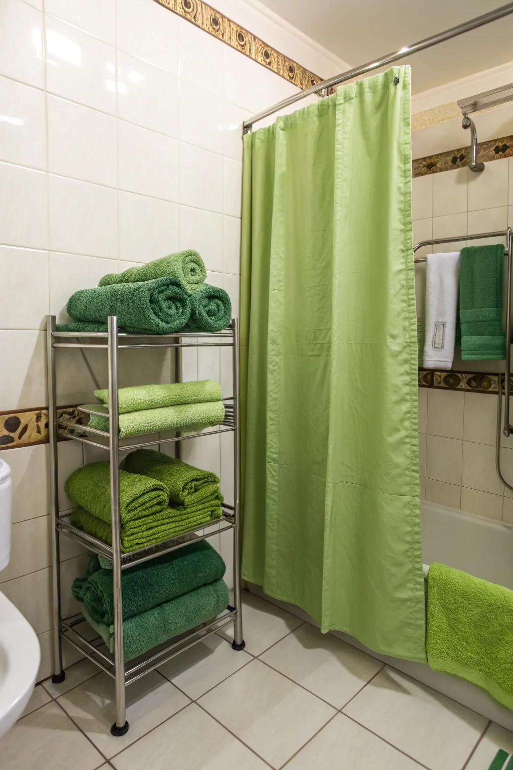 A refreshing green-themed bathroom.