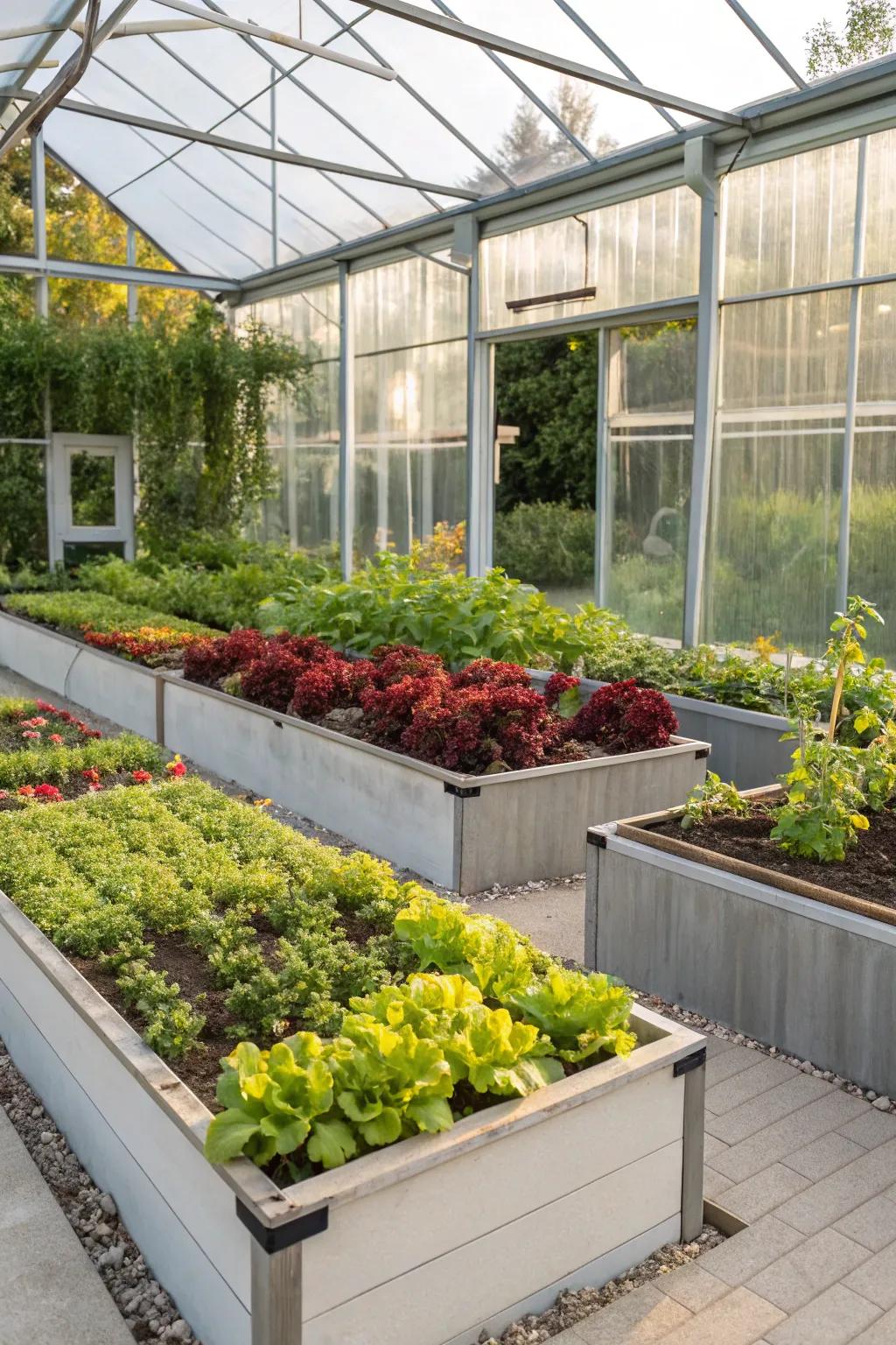 Raised beds offer efficient use of space and ease of care.