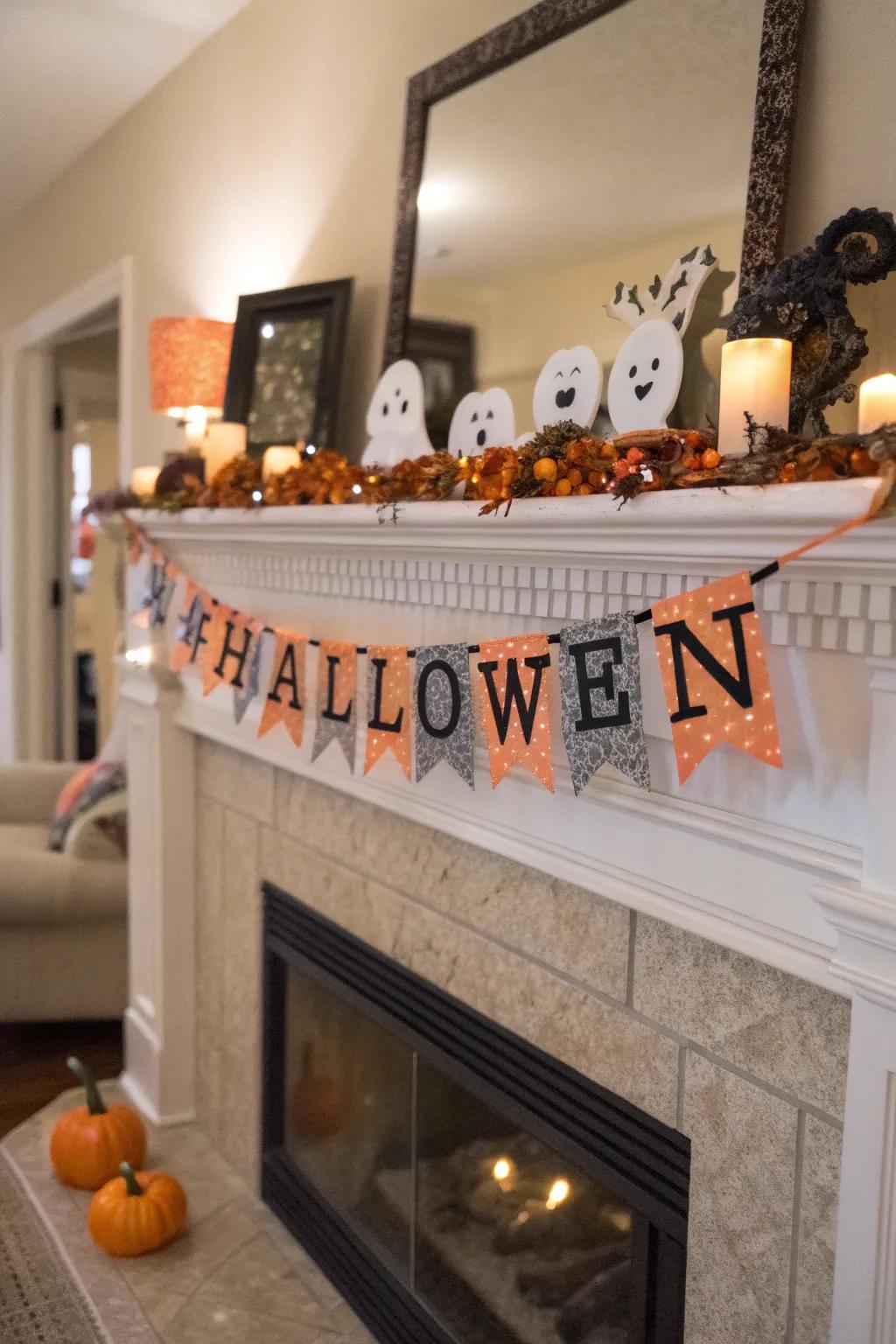 Garlands add festive layers to the spooky scene.