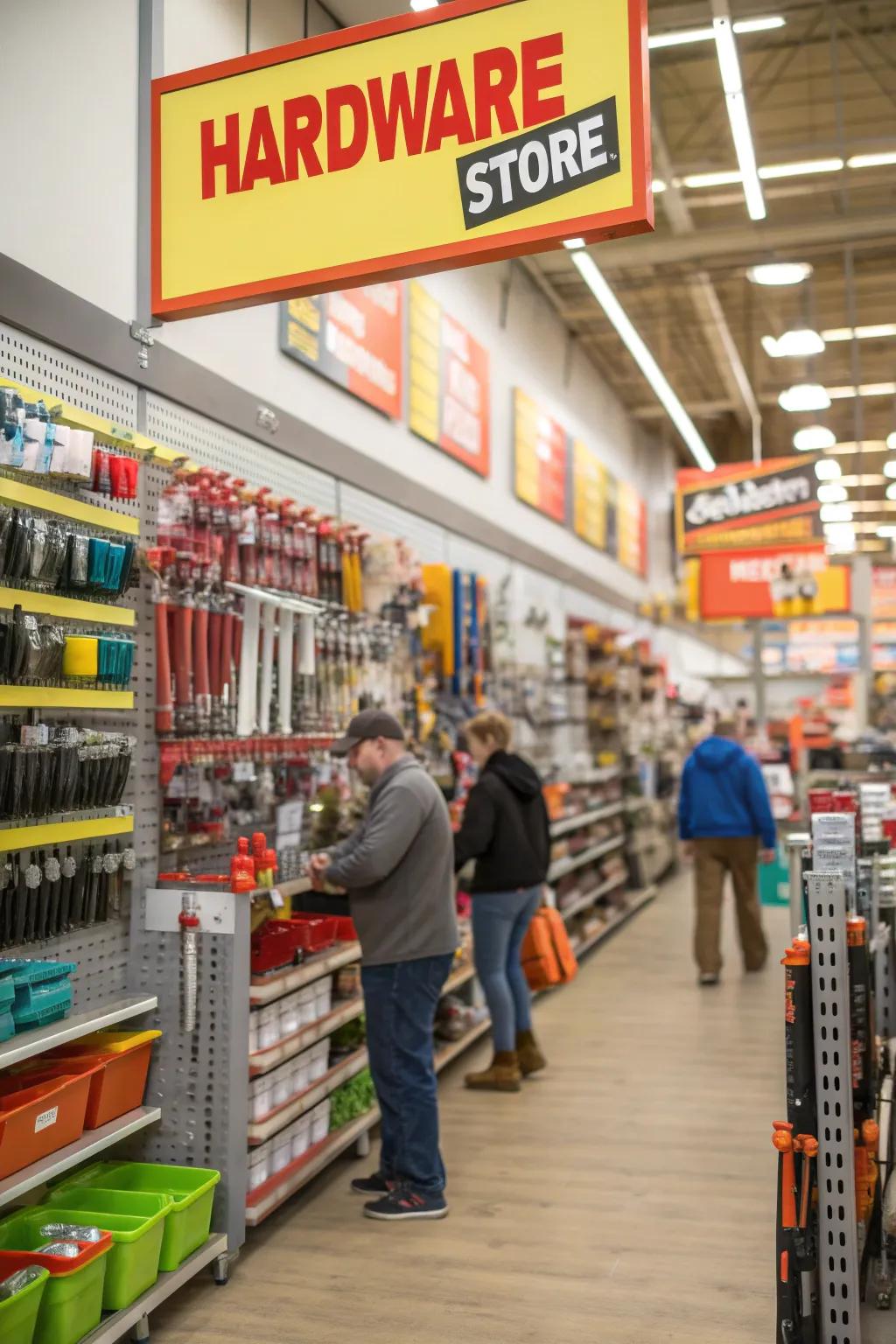 Vibrant signage guiding customers through product categories.