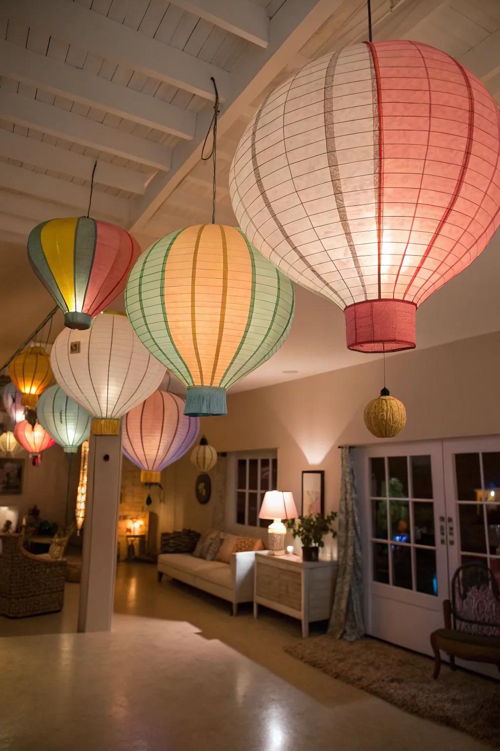 Floating lanterns enhancing the magical atmosphere of the party.