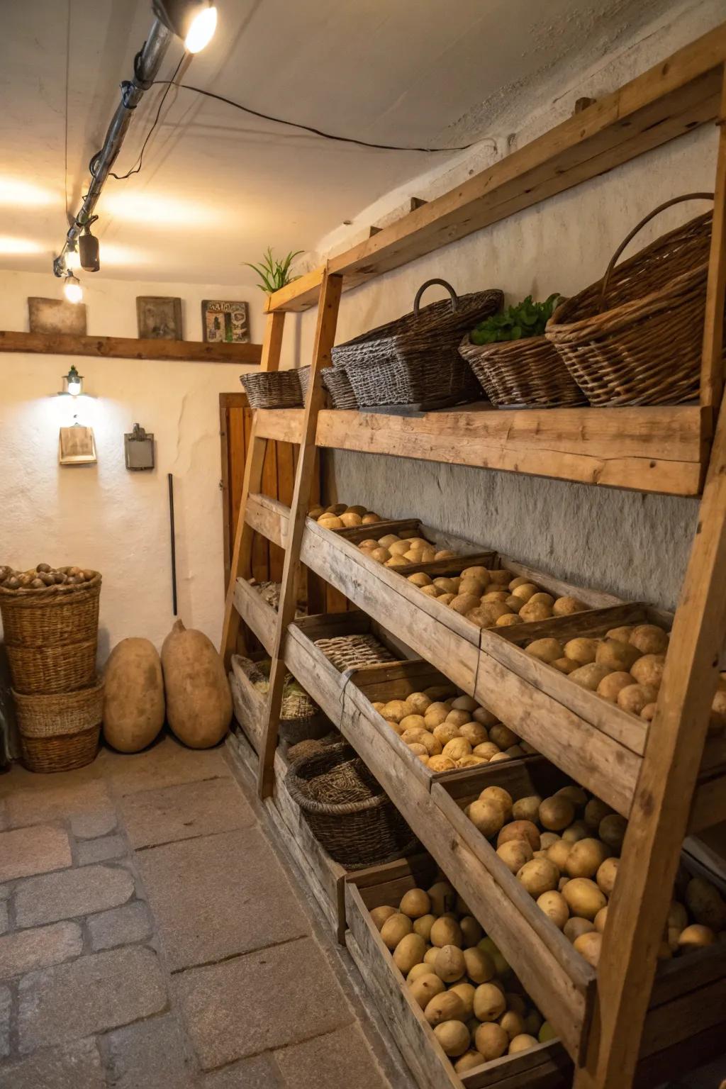 Basement nook perfect for cool and dark potato storage.