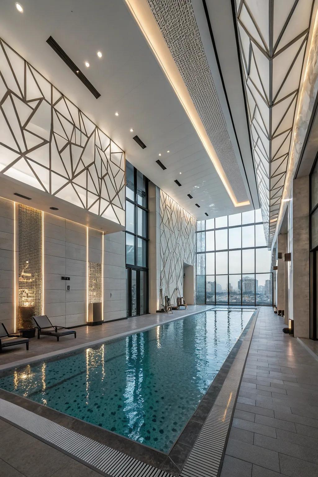 A modern indoor pool with contemporary design