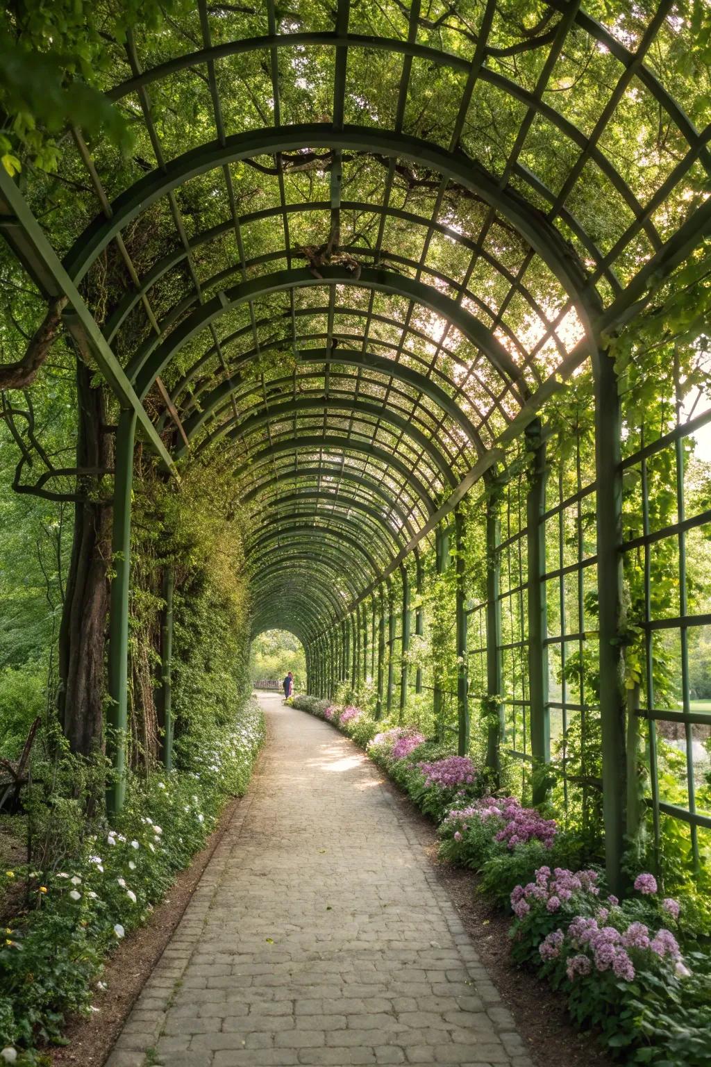 Create a secret garden feel with a lattice tunnel.