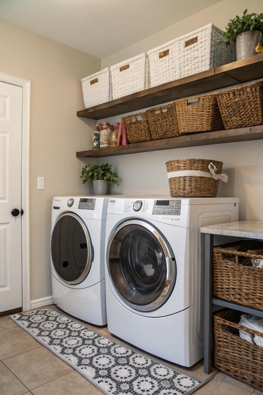 Decorative baskets add style and functionality to your space.