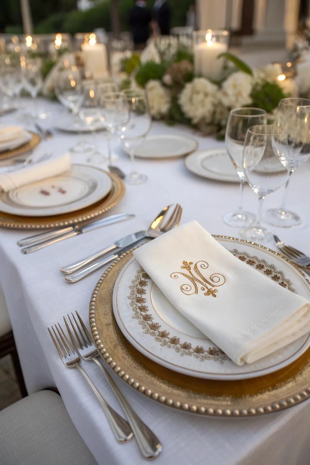 Sophisticated table settings for a masquerade-themed celebration.