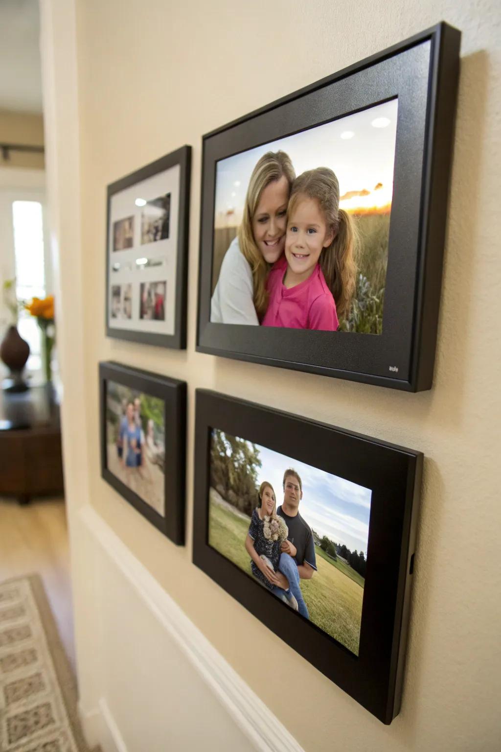 A digital photo frame showcasing a rotating gallery of memories.