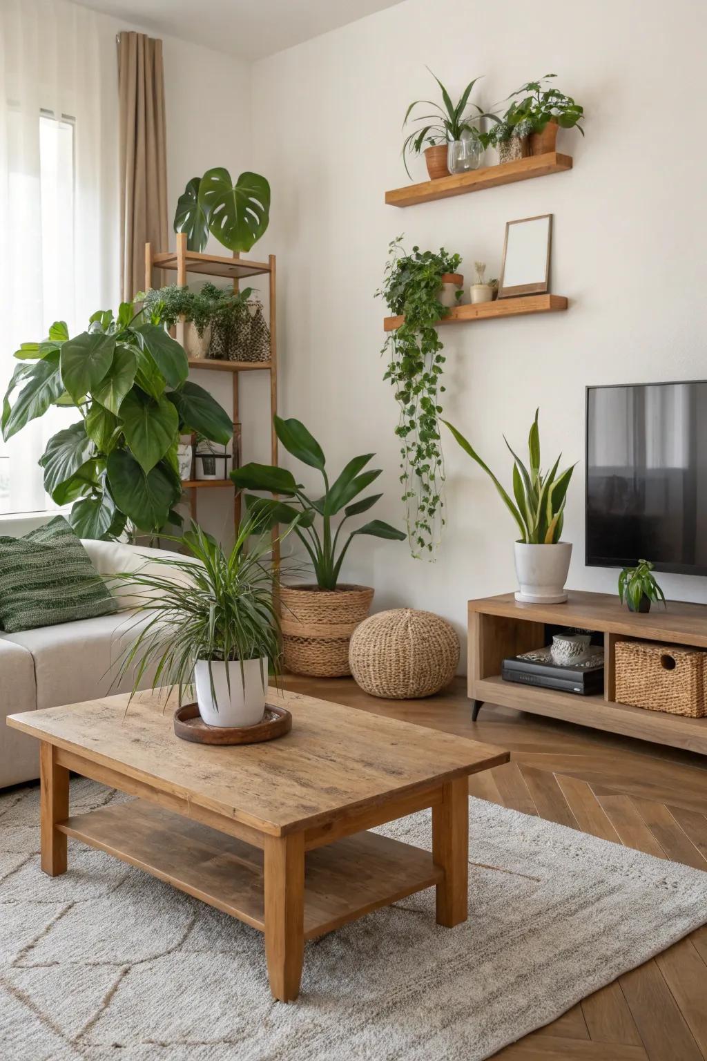 Greenery introduces vitality and warmth to minimalist spaces.