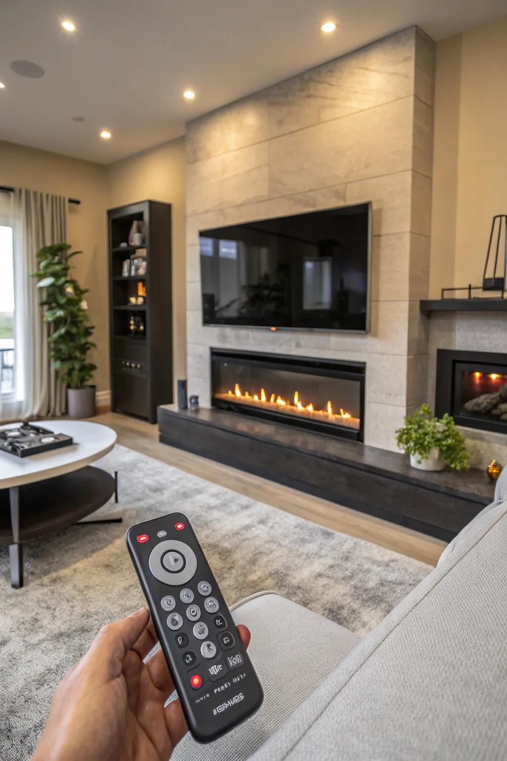 A high-tech smart fireplace that integrates seamlessly with modern living.