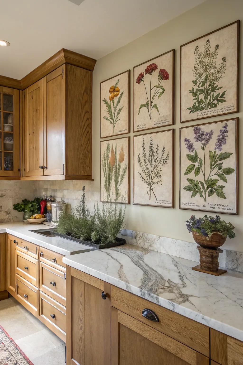 A refreshing multi-canvas botanical herb series, bringing greenery into the kitchen.