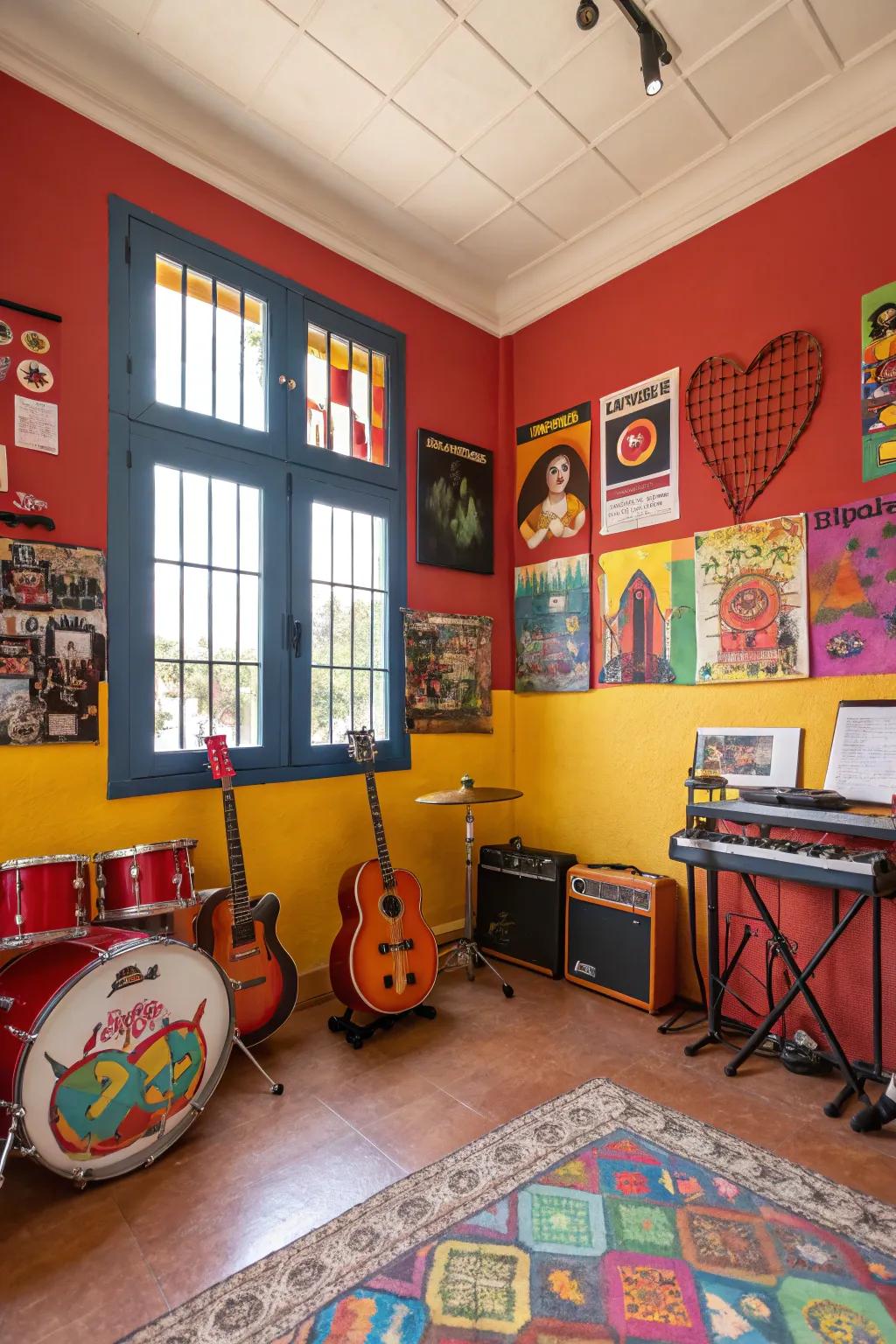 Bold colors bring energy and creativity to your music room.