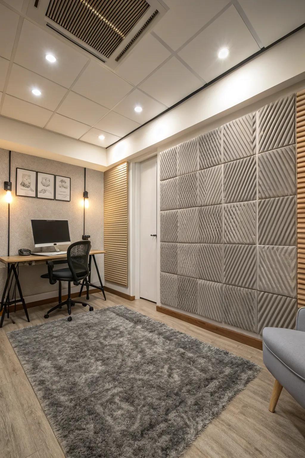 Soundproofing solutions create a quieter and more focused workspace.