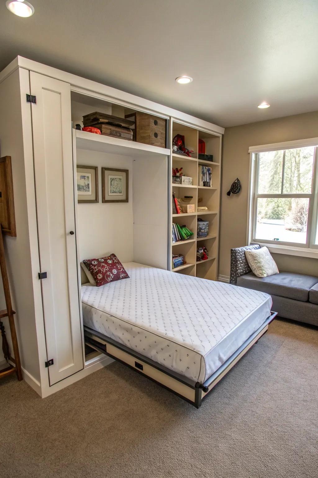 Murphy beds offer flexibility in tight spaces.