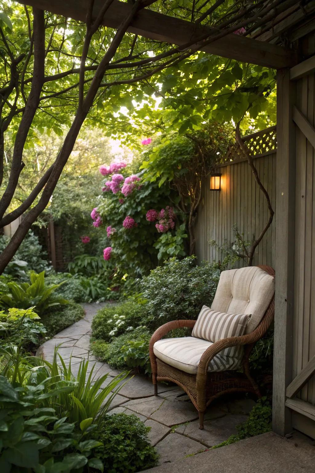 Find solitude in a hidden garden nook.