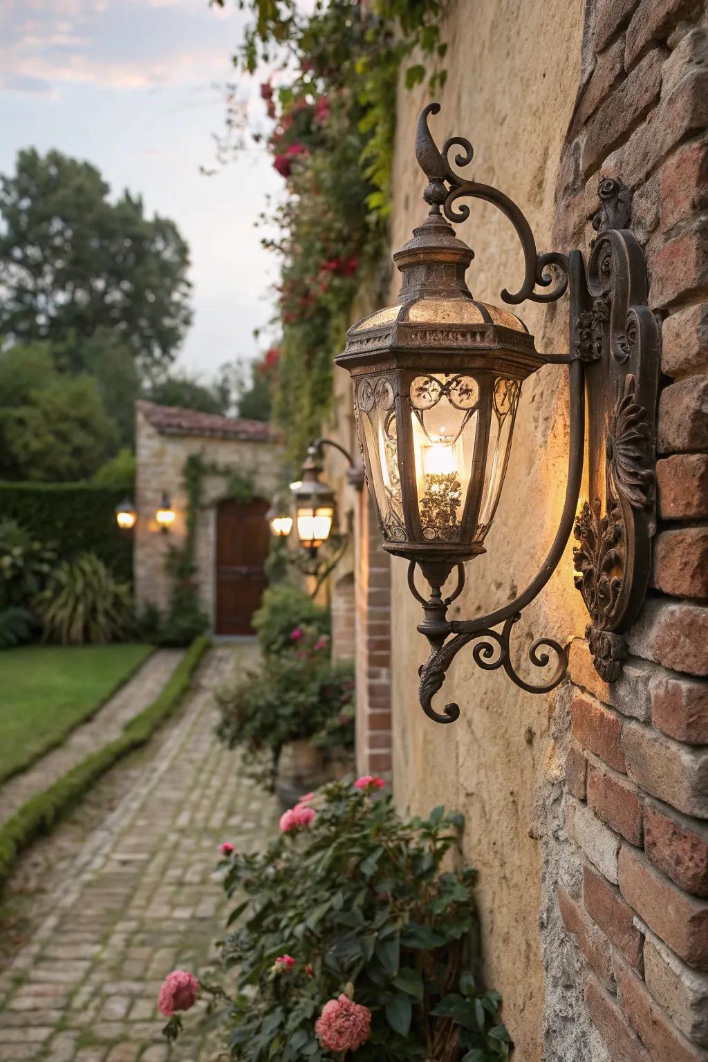 Add timeless elegance with vintage-style lighting.