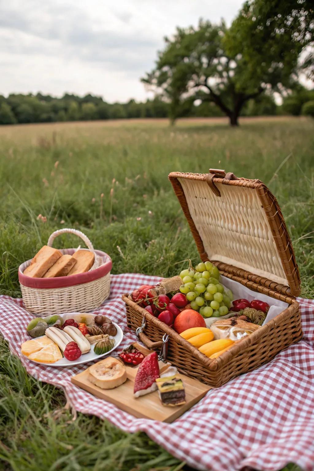 A variety of foods ensures a delightful picnic feast.