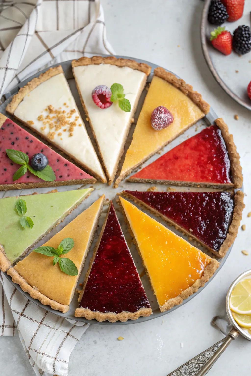 Pie slices arranged in an elegant geometric pattern.