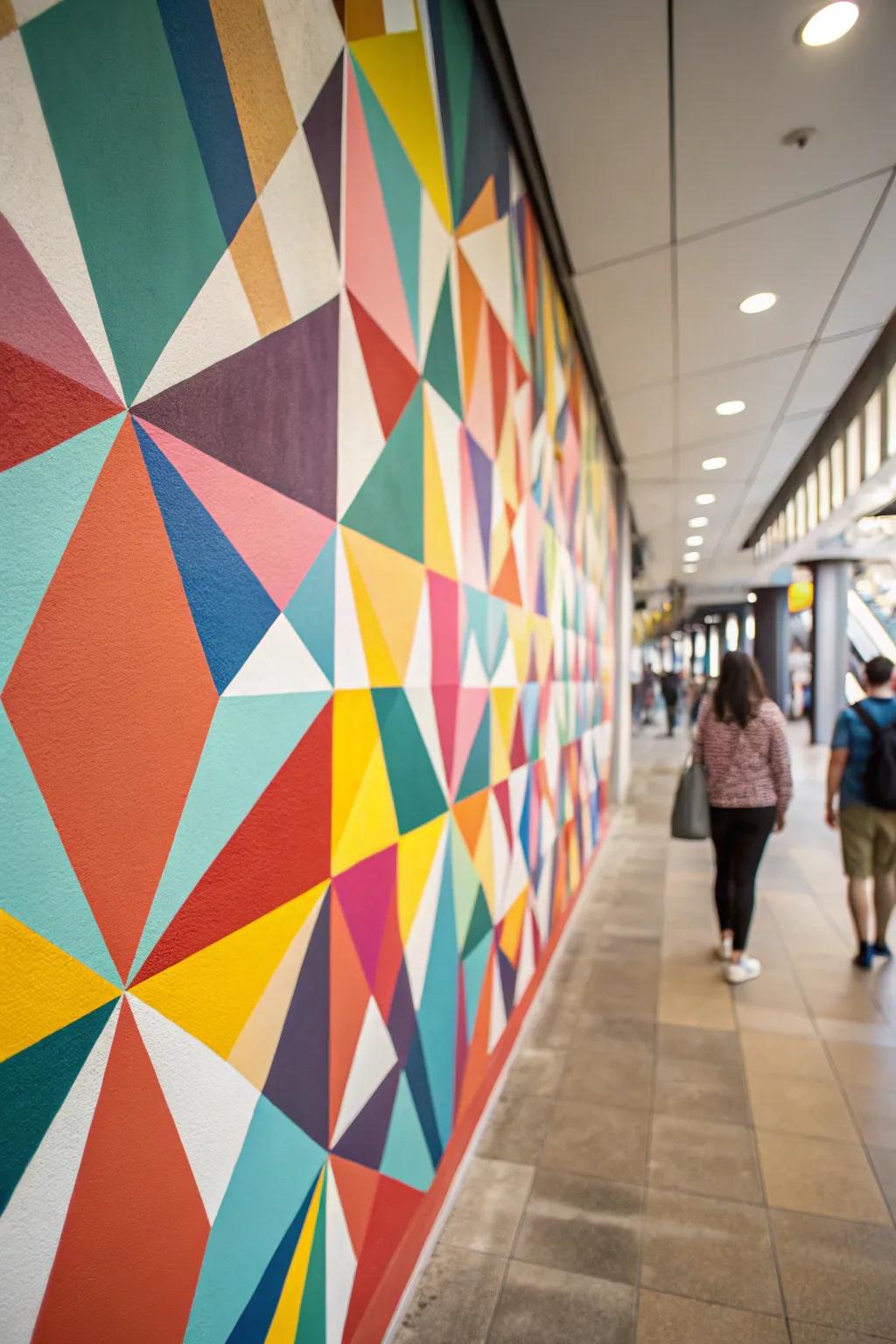 Abstract shapes turn walls into captivating art pieces.
