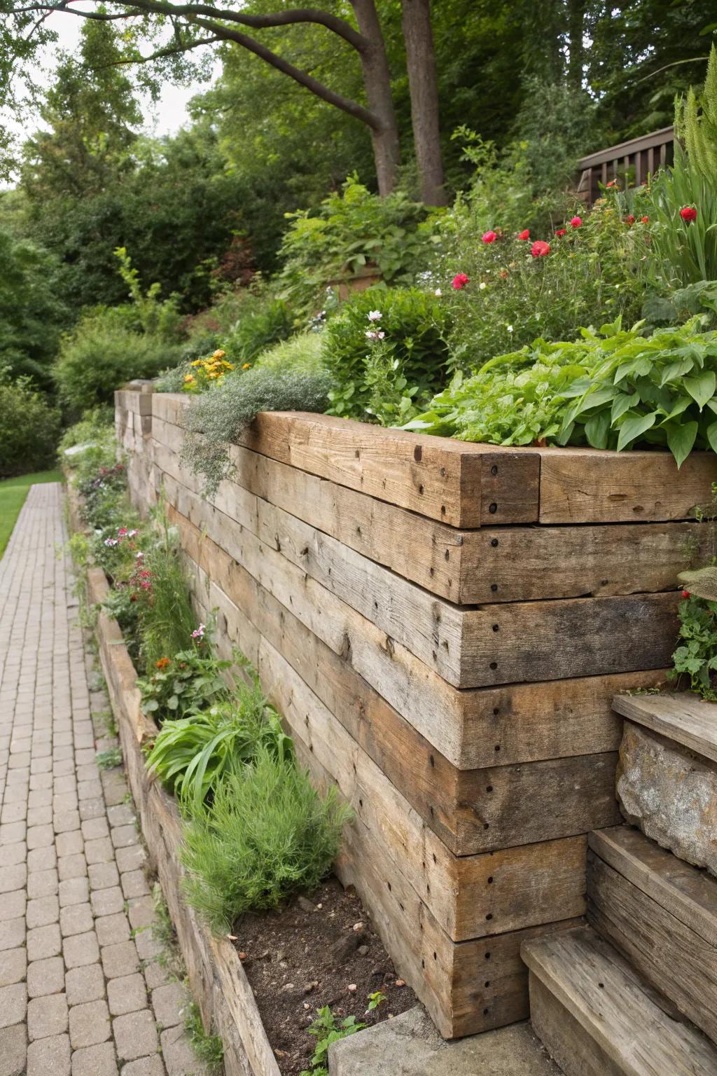 Timber walls offer warmth and a natural aesthetic to gardens.