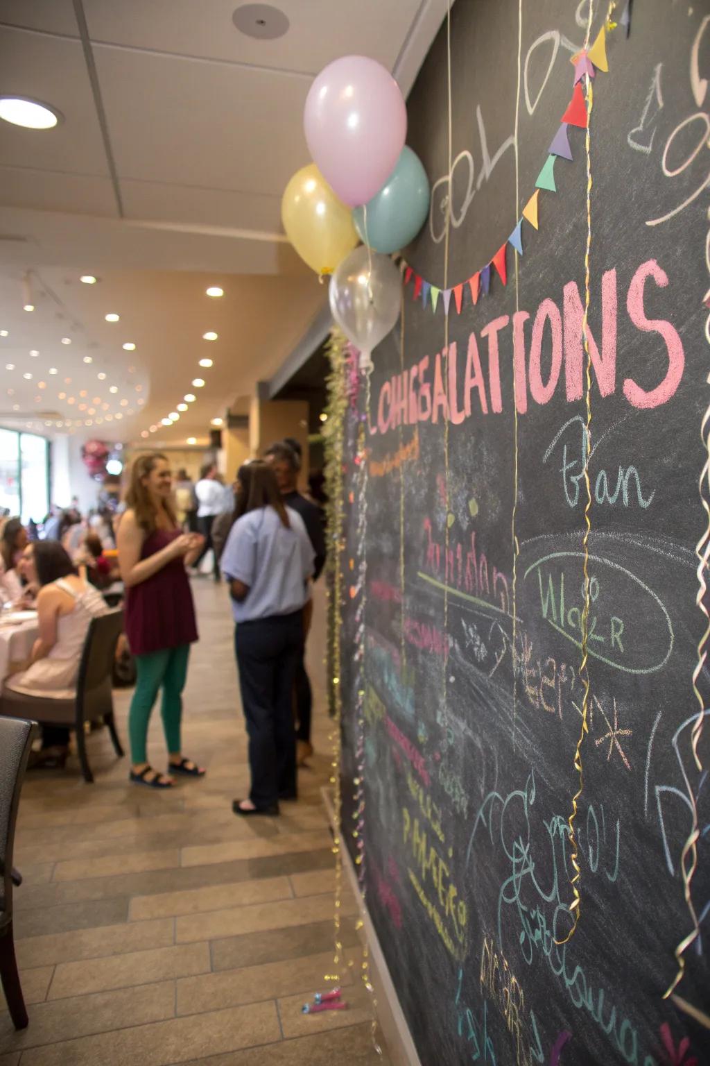 Invite guests to leave messages on a creative chalkboard wall.