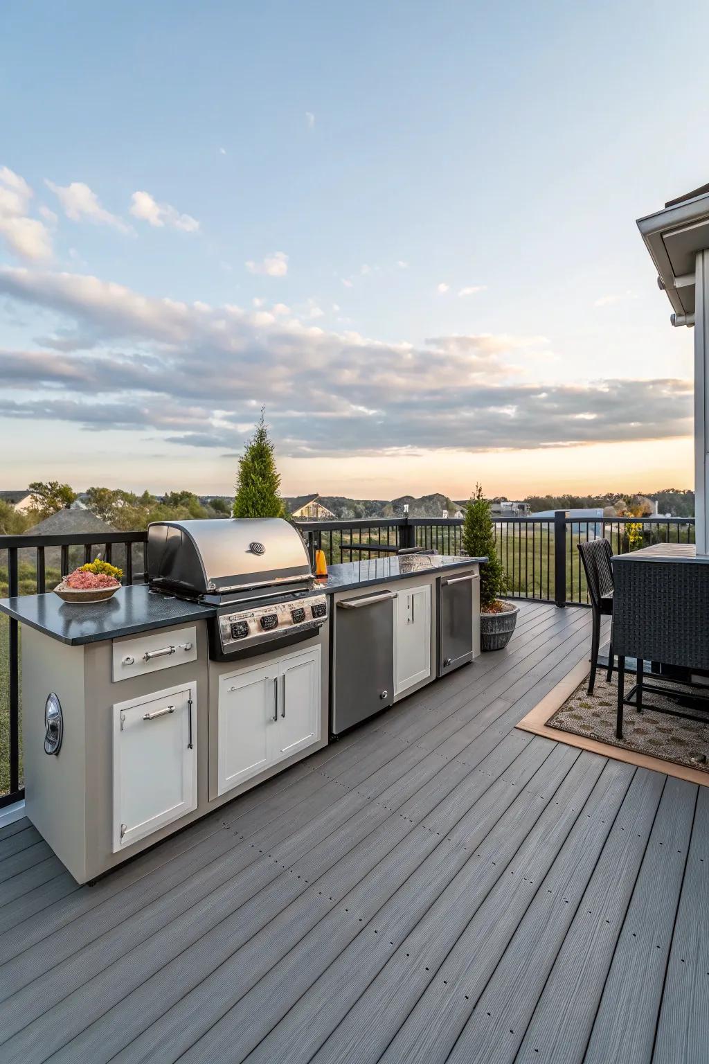 An outdoor kitchen that elevates the deck into a culinary delight.