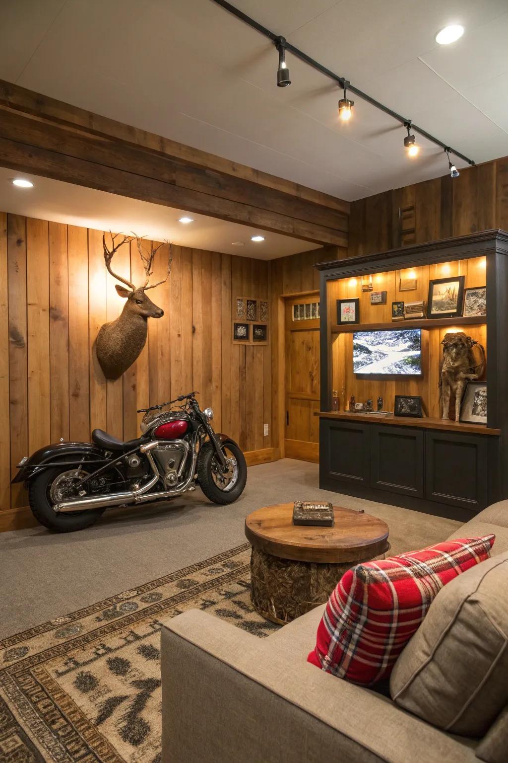 Custom builds personalize your man cave space.