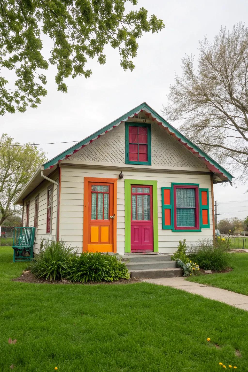 Bold colors on doors and trims make a striking statement.