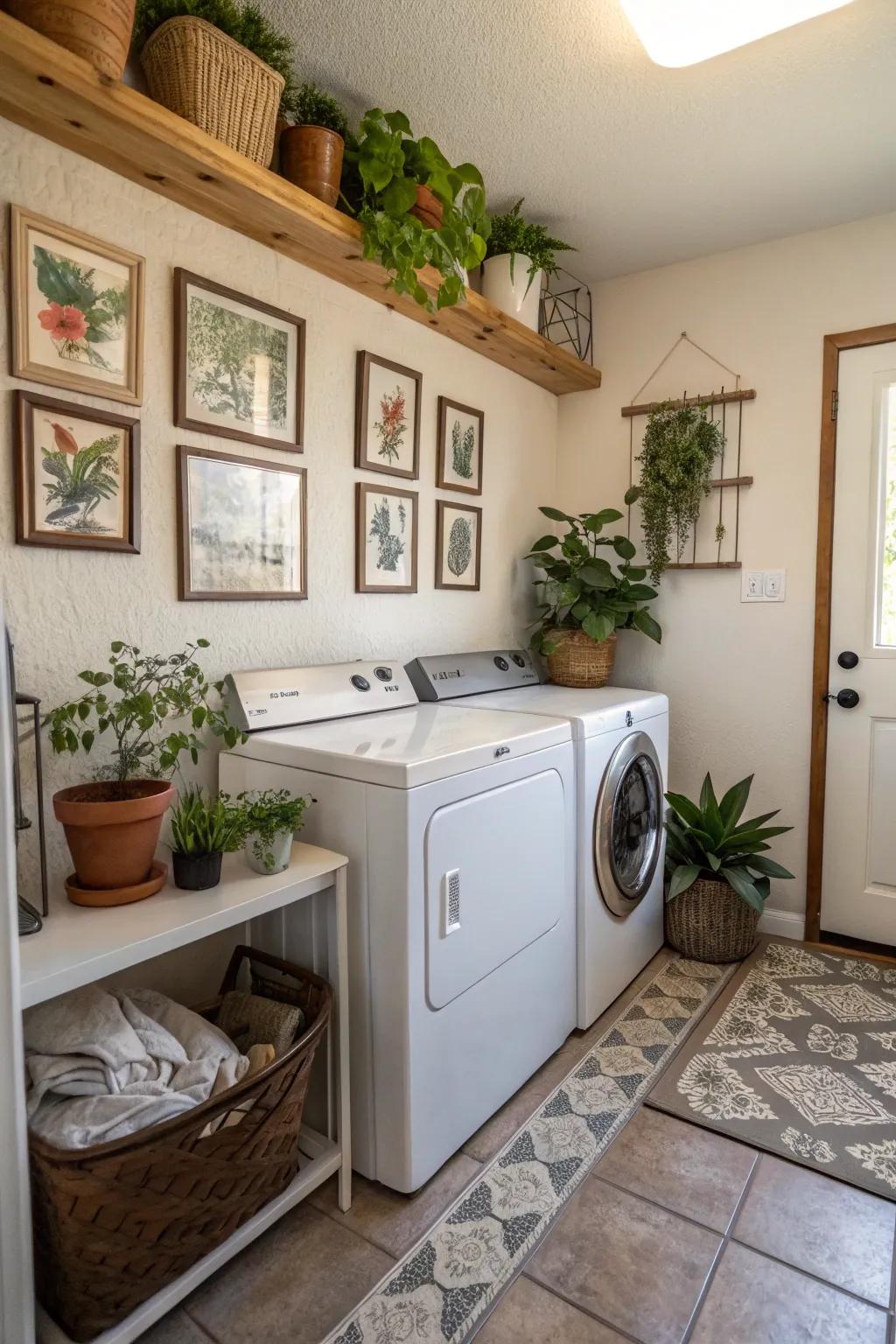 Add charm to your laundry room with personal decor touches.