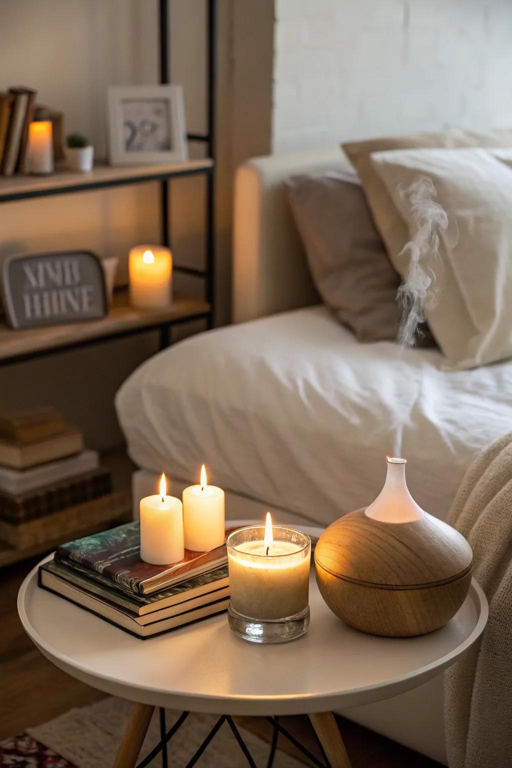 Enhance relaxation with spa-inspired accessories like candles and diffusers.