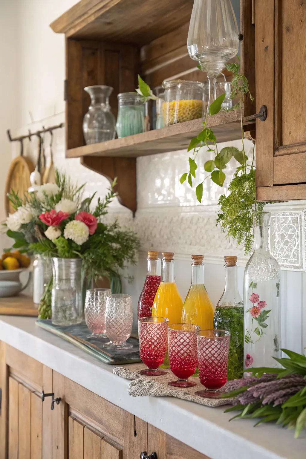 Turn your glassware into art with creative arrangements and decor.