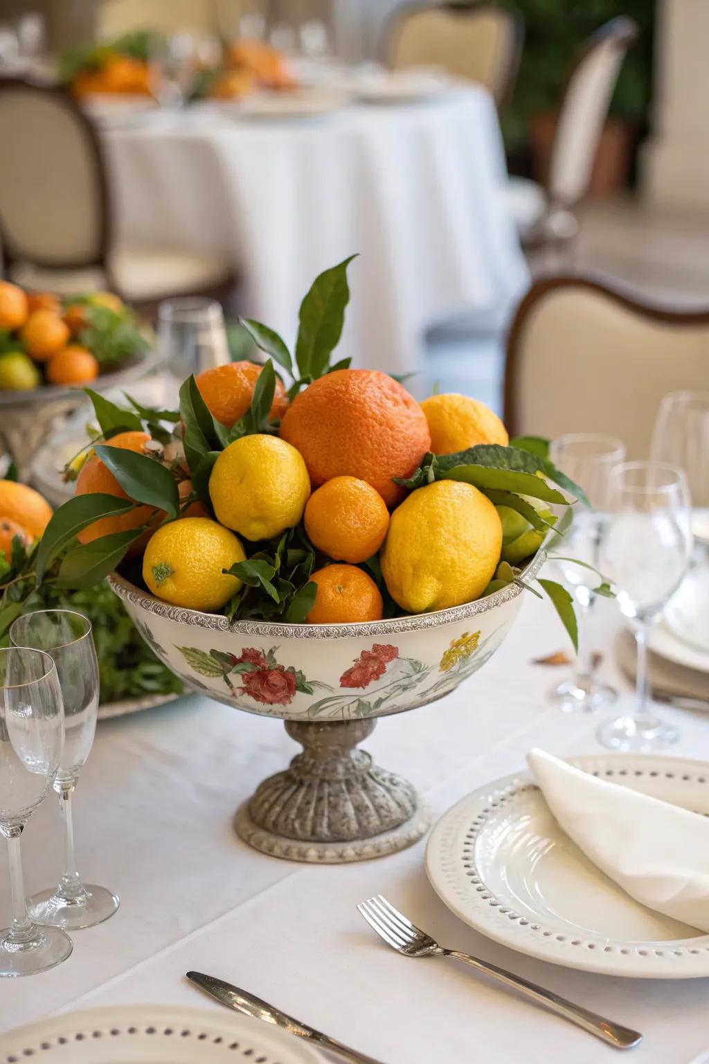 Fruit displays are both vibrant and practical.