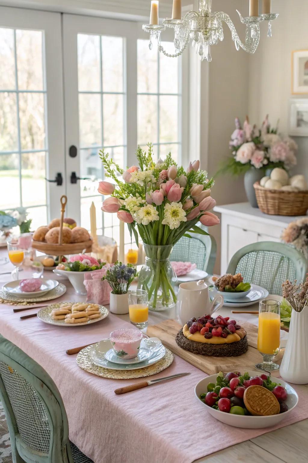 A delightful Easter brunch setup for family gatherings.