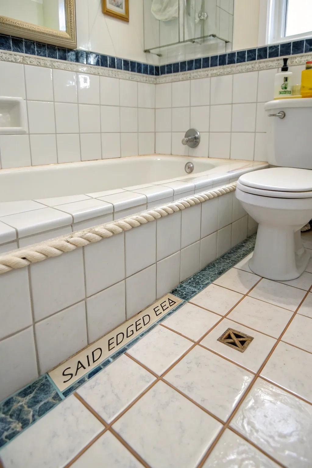 Caulked edges ensure a watertight finish in moisture-prone areas.
