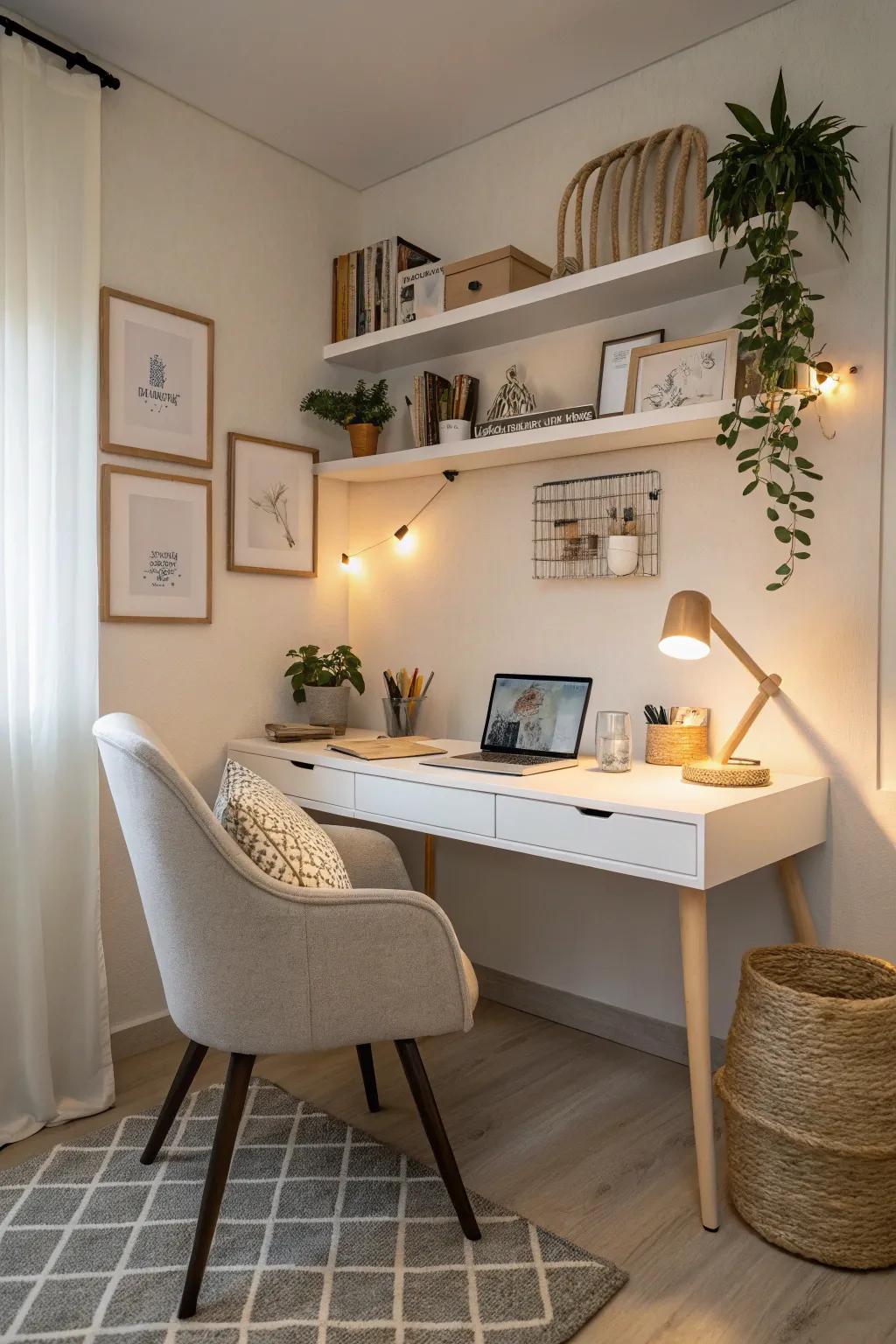 Neutral colors create a serene and open ambiance.